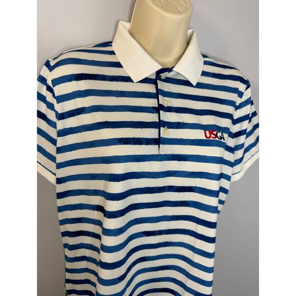 Polo Ralph Lauren Striped Performance Golf Jersey Polo Shirt Sz L - Picture 2 of 11